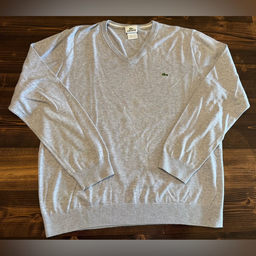 Lacoste Men's‎ Light Gray Classic V-Neck Sweater